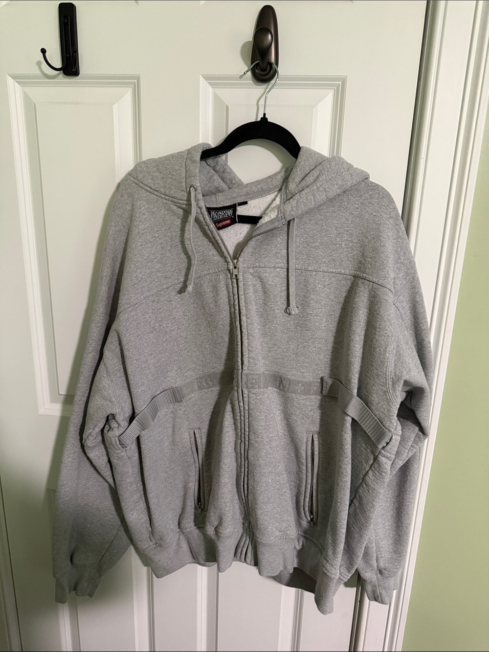 Supreme Gray Zip-Up Hooded Sweatshirt